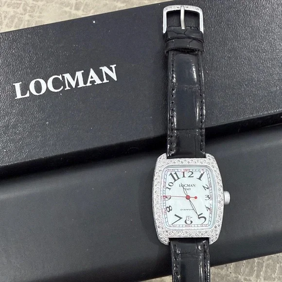 Locman Black Leather Watch with Diamond Accents - Picture 4 of 5